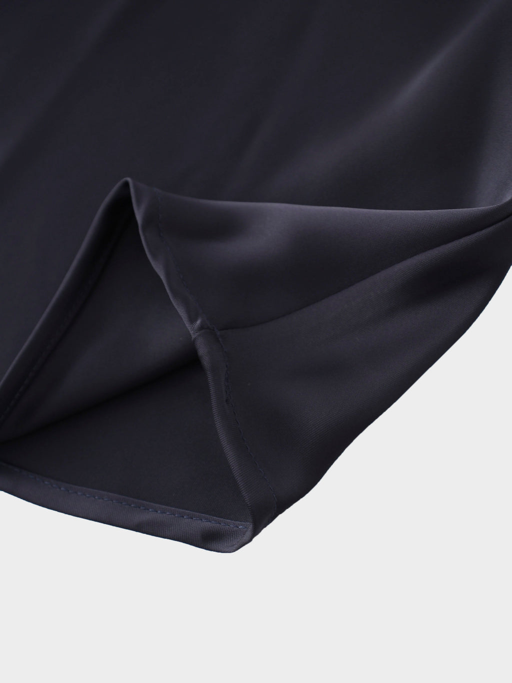 Faux Satin Bottom Flare Skirt-Navy