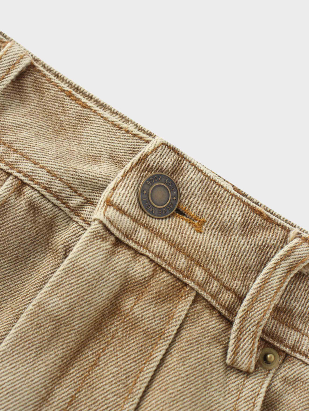 Denim Seamed Skirt-Tan Wash