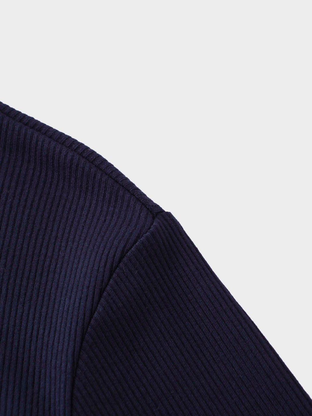 Rounded Hem Ribbed T-Shirt-Navy