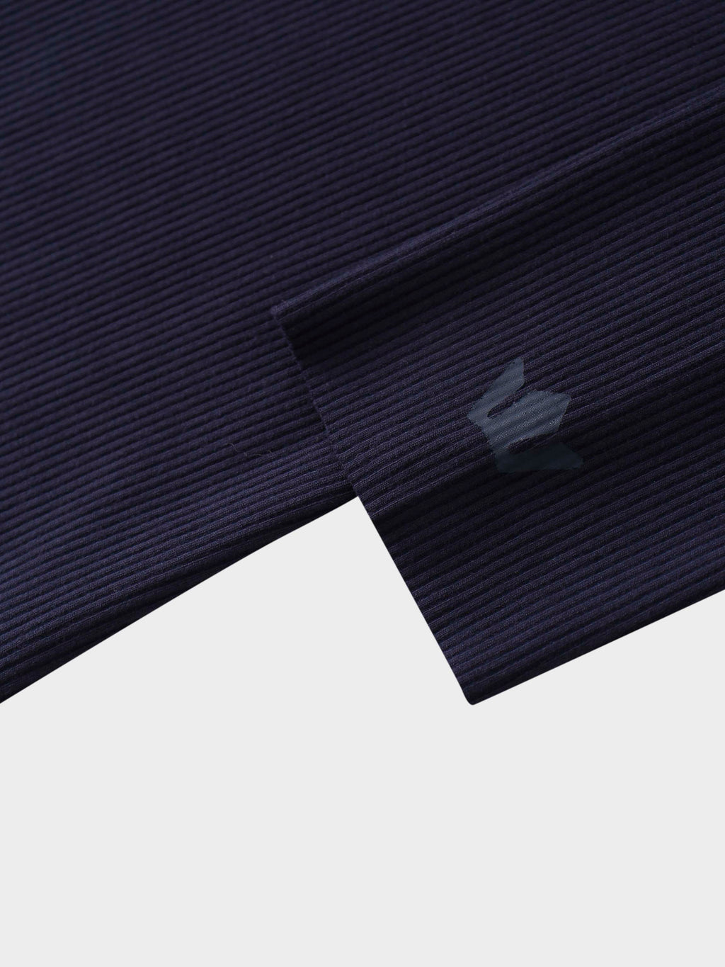 Rounded Hem Ribbed T-Shirt-Navy