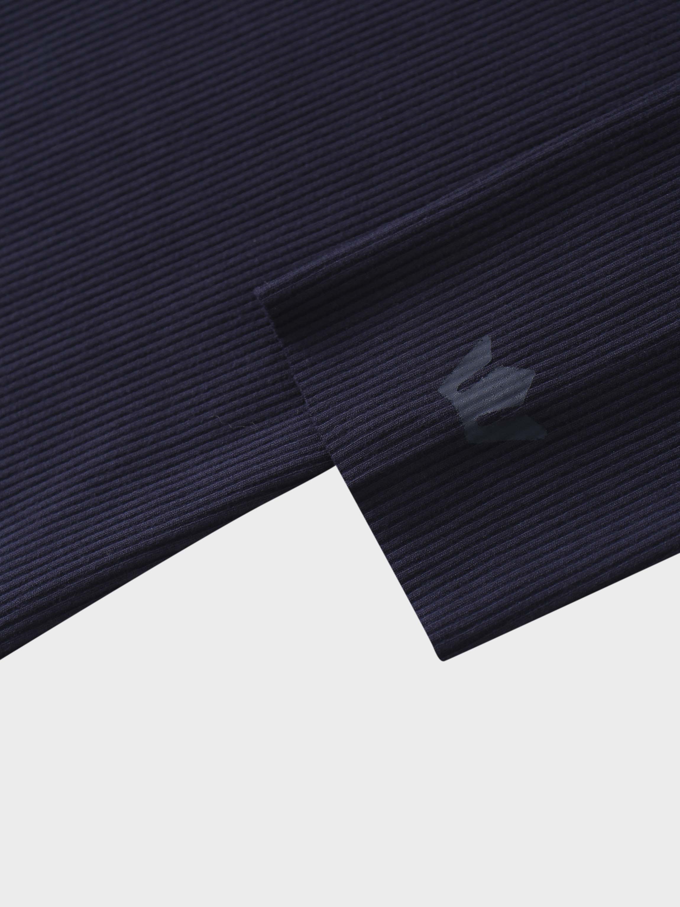 Rounded Hem Ribbed T-Shirt-Navy