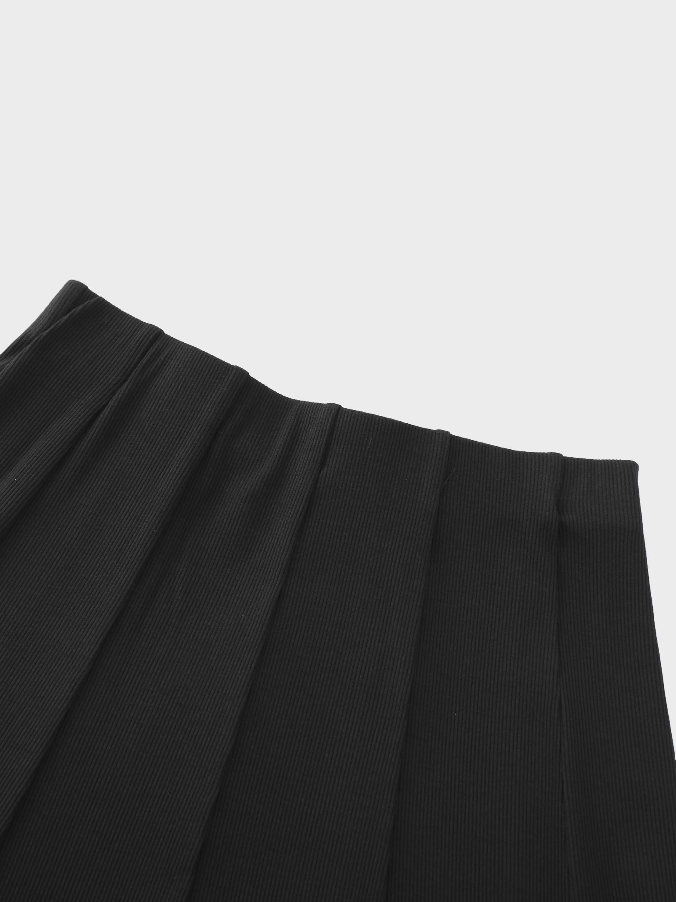 Panel Ribbed Skirt 33"-Black