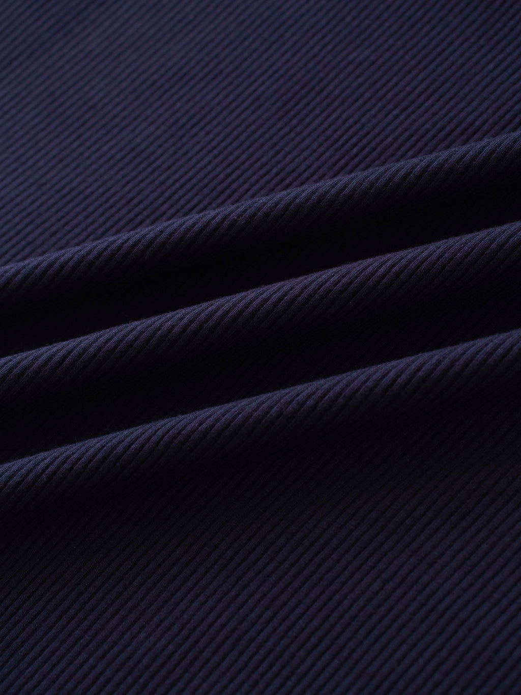 Rounded Hem Ribbed T-Shirt-Navy