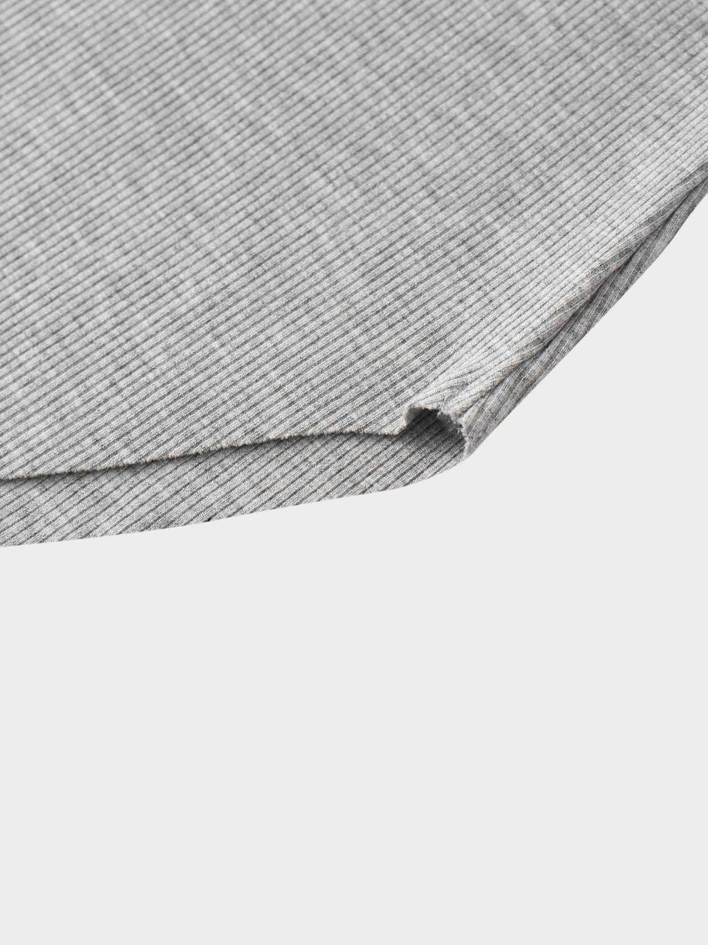 Rounded Hem Ribbed T-Shirt-Heathered Grey