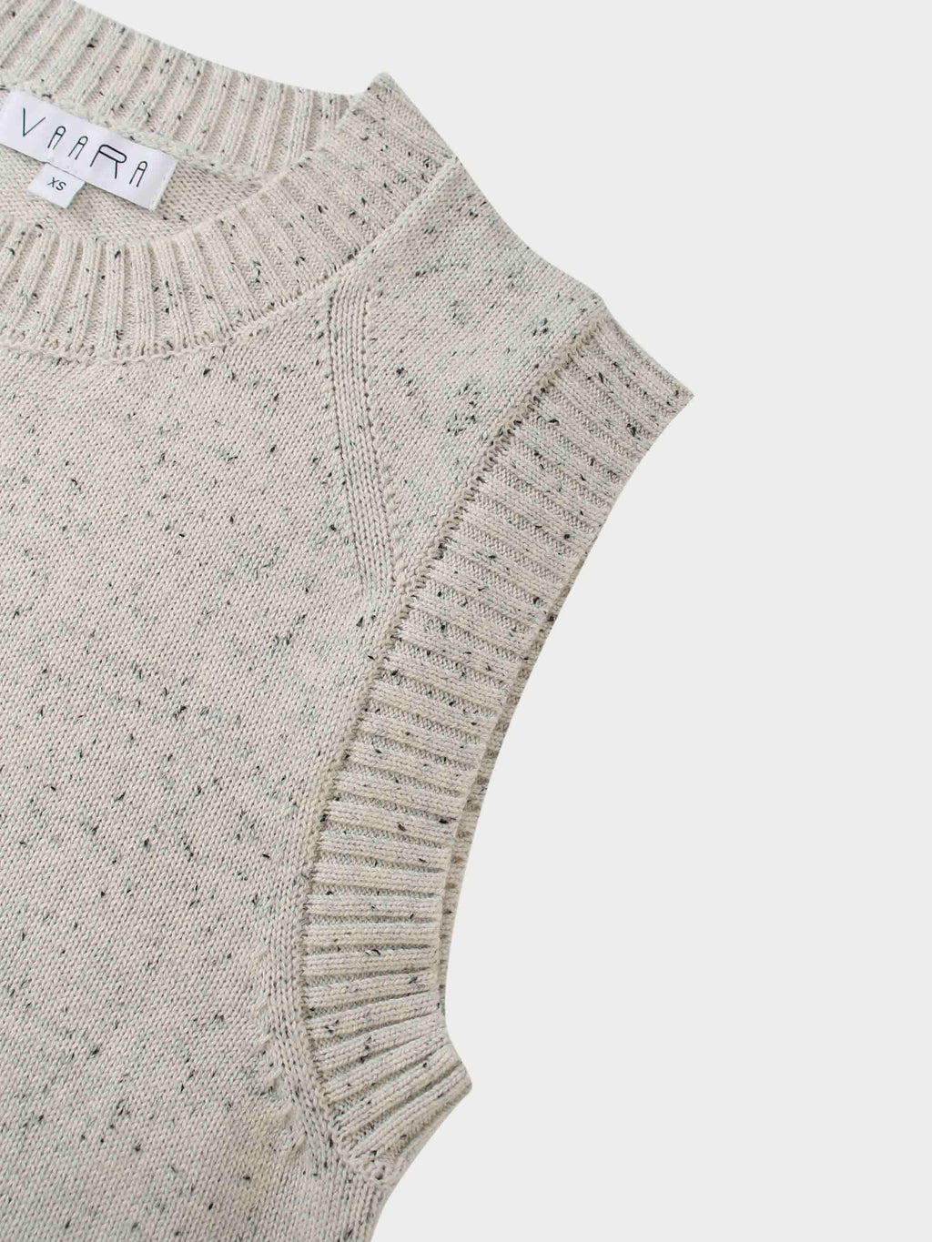 Speckled Crew Neck Vest-Ivory