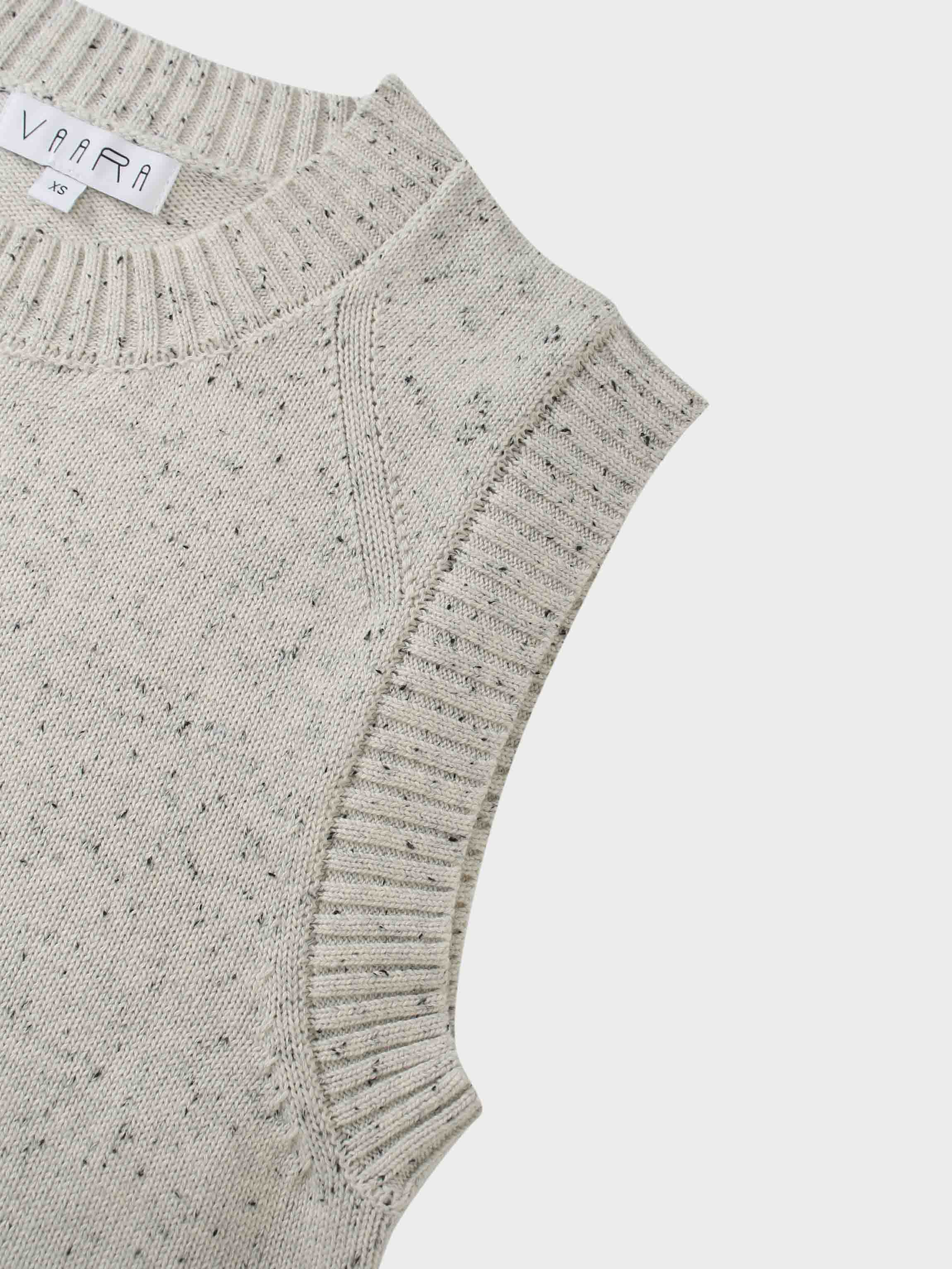 Speckled Crew Neck Vest-Ivory