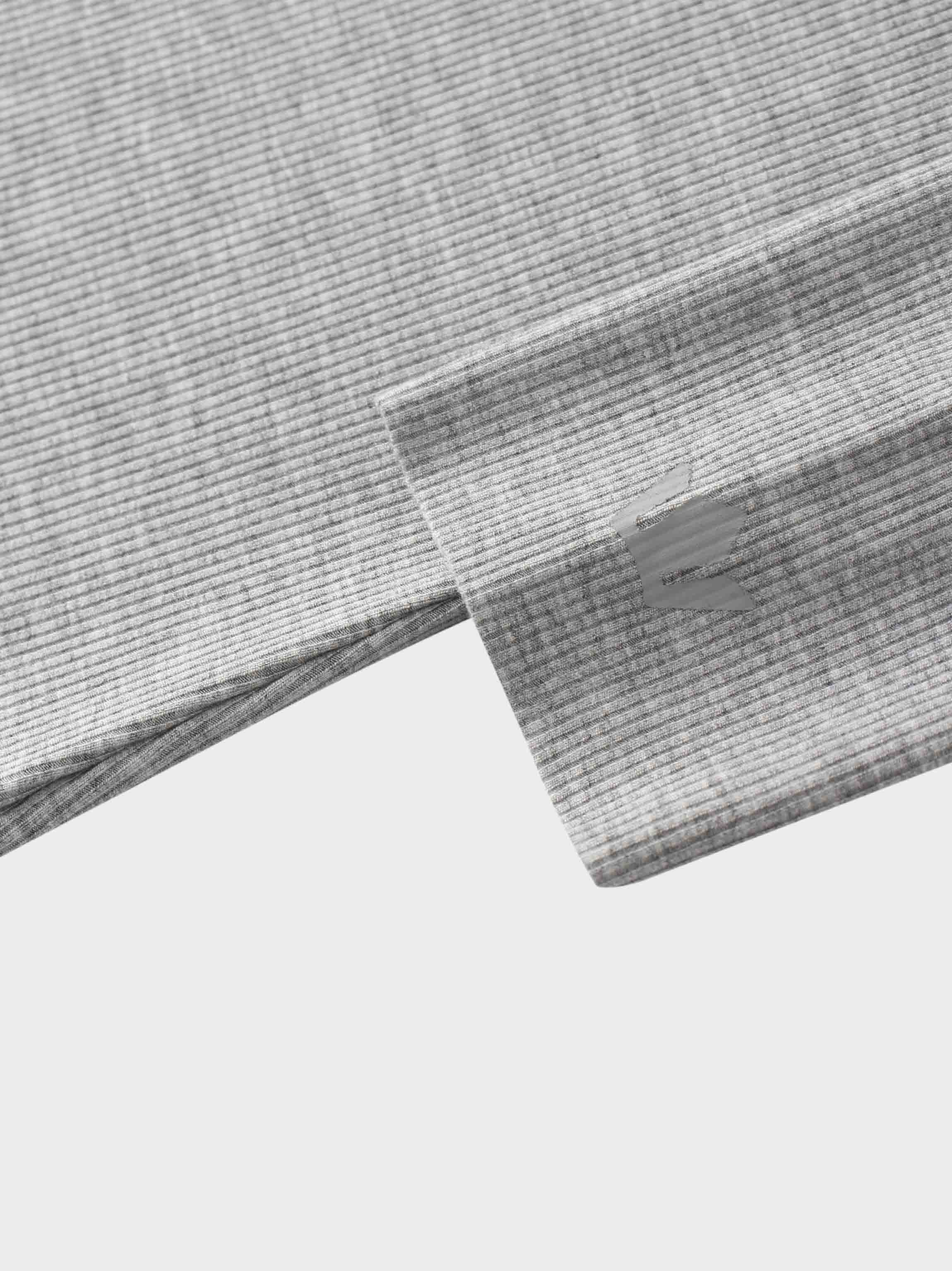 Rounded Hem Ribbed T-Shirt-Heathered Grey