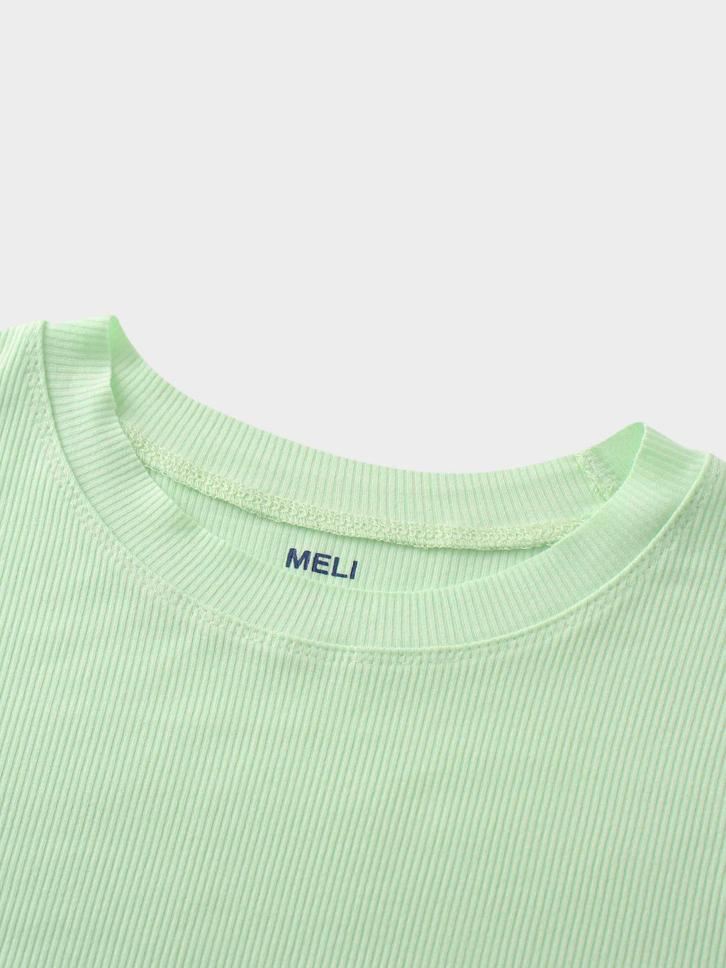 Rounded Hem Ribbed T-Shirt-Mint Green