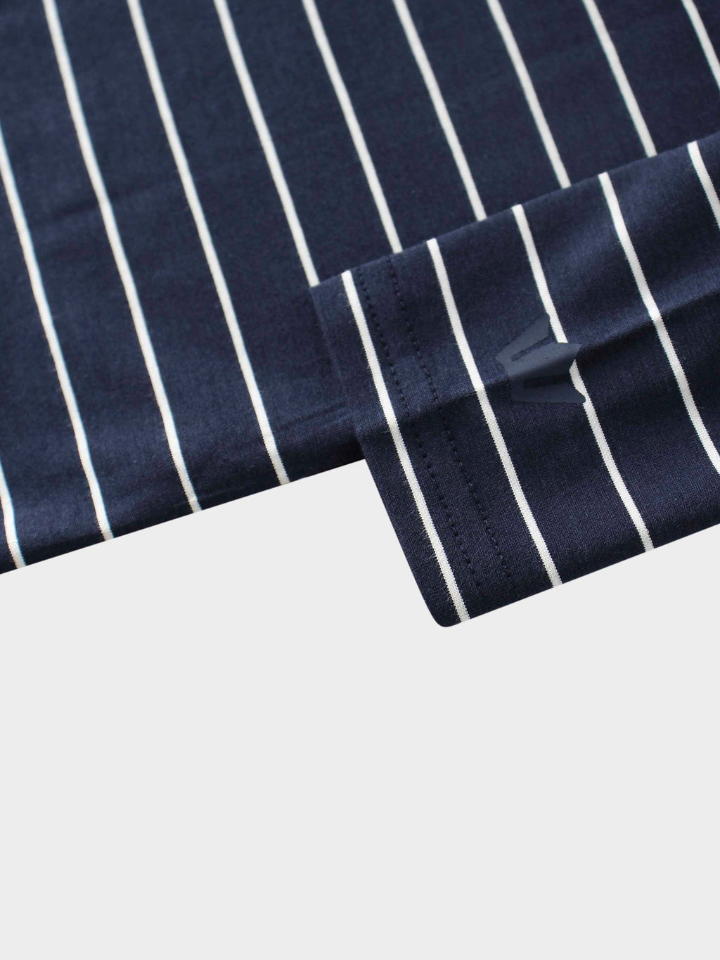 Striped Collar Snap Tee-Navy/White