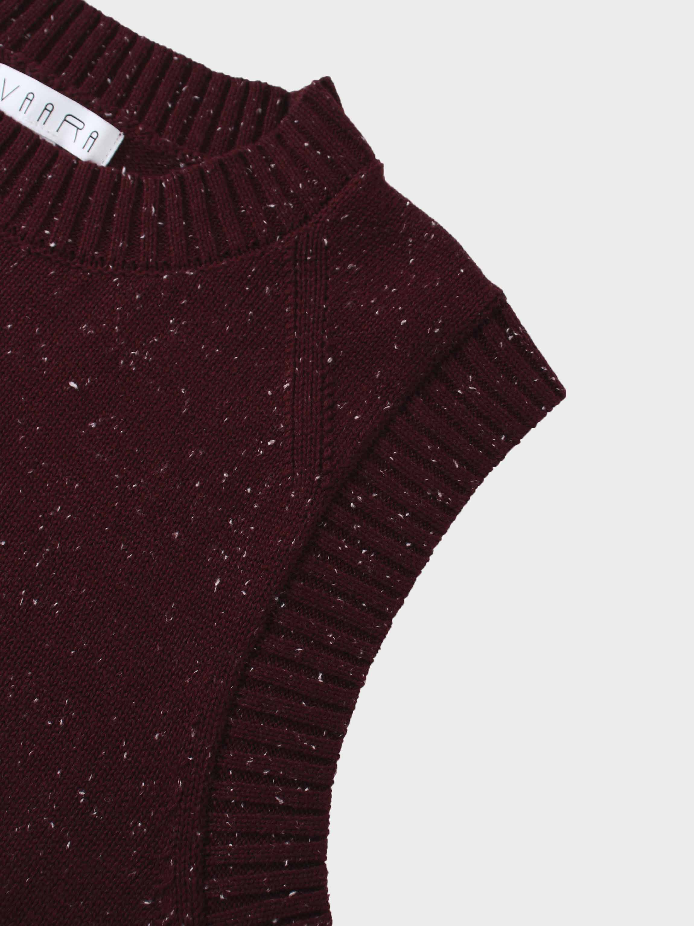 Speckled Crew Neck Vest-Burgundy