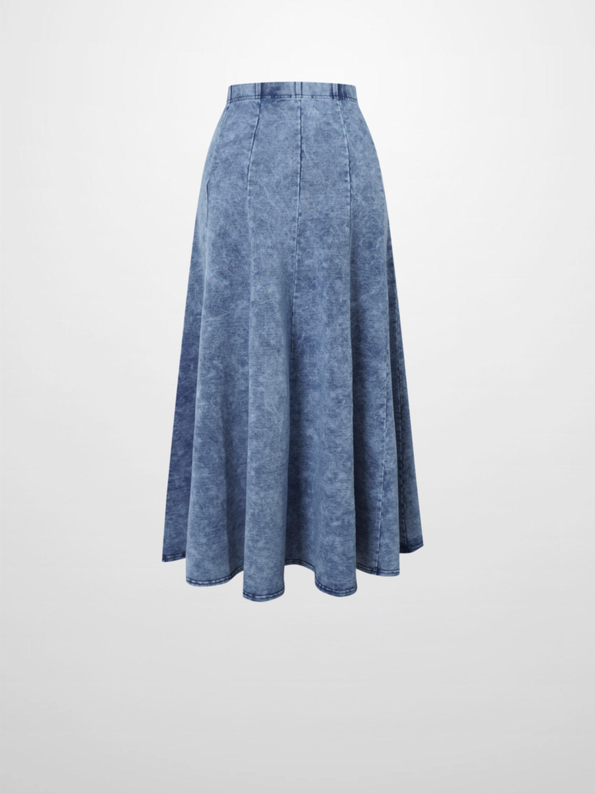 Paneled Flare Skirt 25"-Light Blue Wash