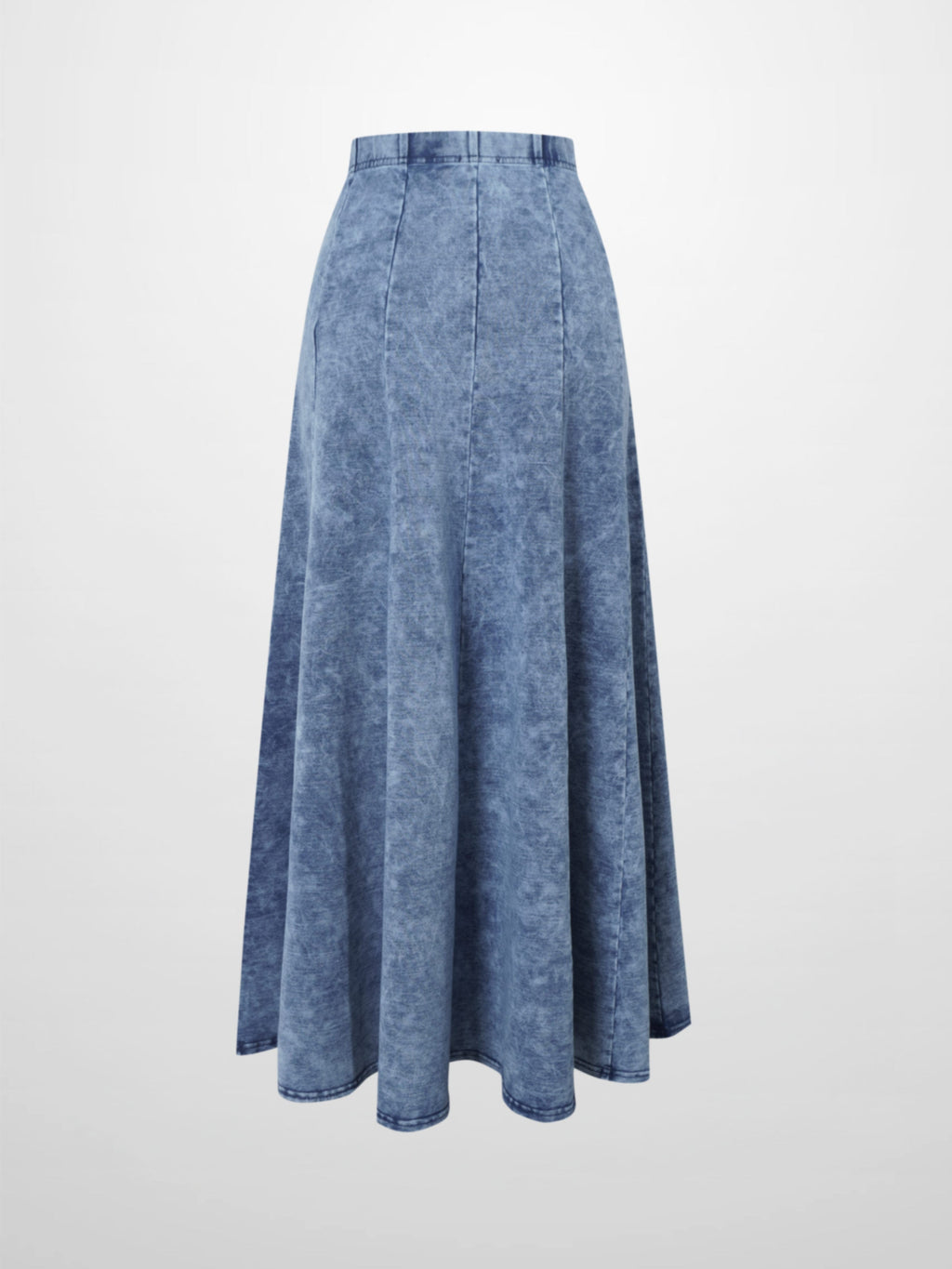 Paneled Flare Skirt 35"-Light Blue Wash