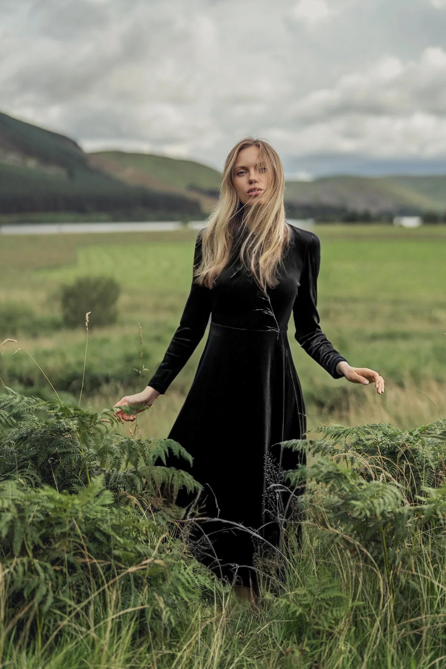 Velour Front Knot Maxi Dress-Black