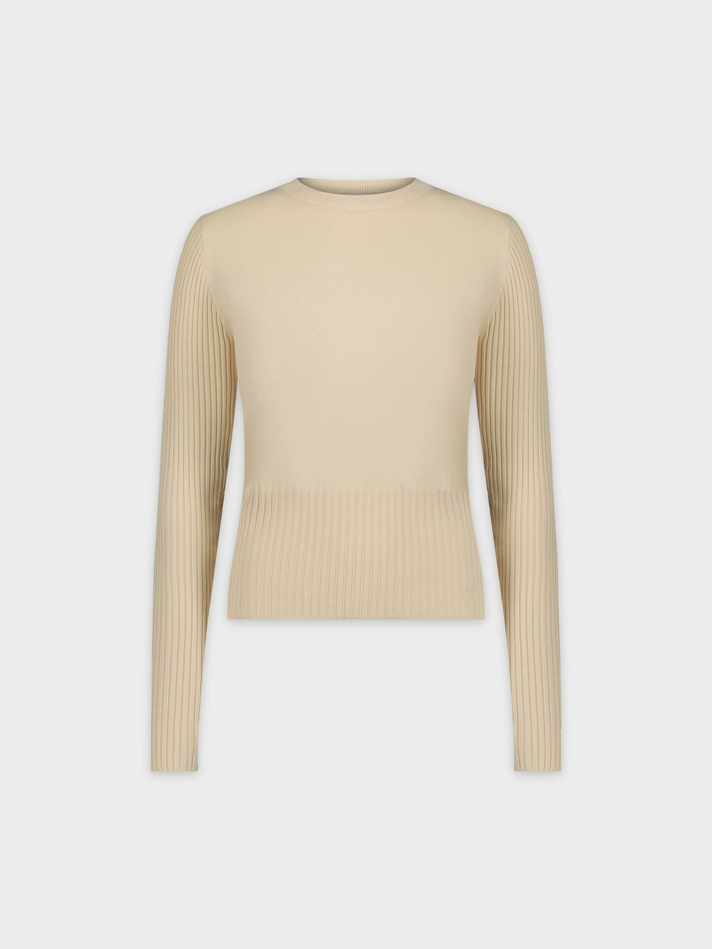 RIBBED WAISTED SWEATER-VANILLA