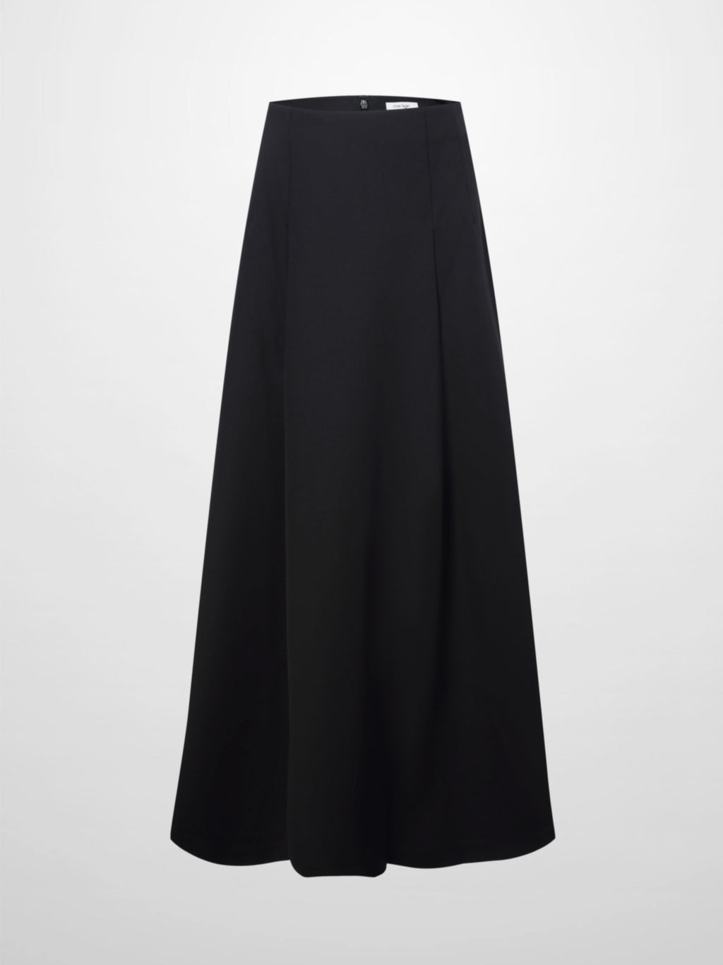 Top Pleat Wool Blend Midi Skirt-Black