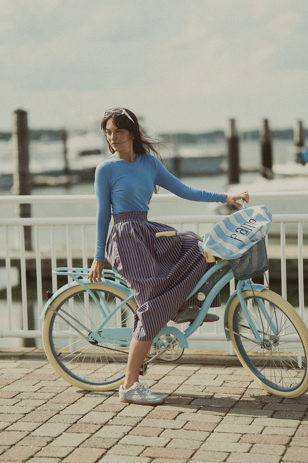 RIBBED HIGH V TEE LS-SKY BLUE