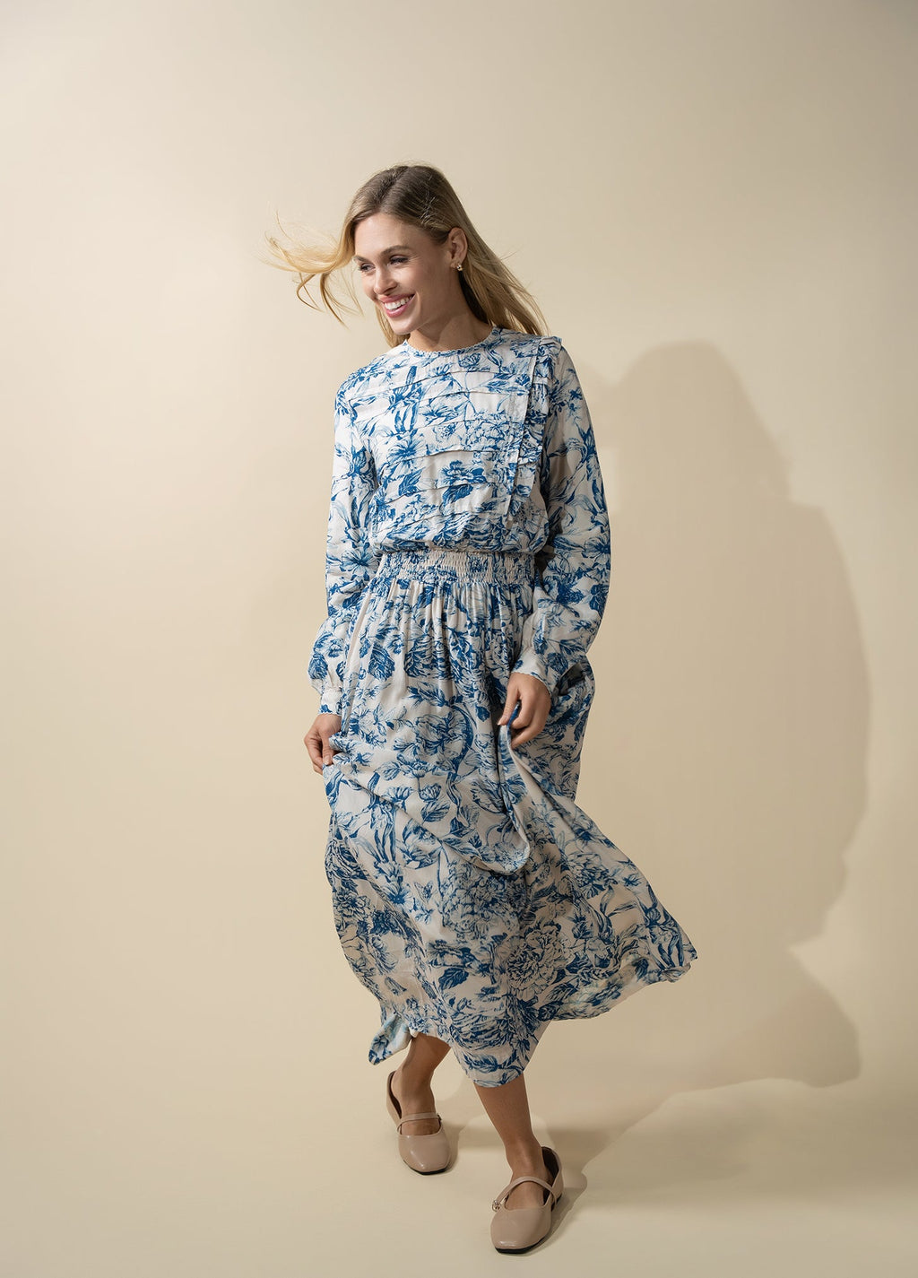 Smocked Waist Dress-Toile