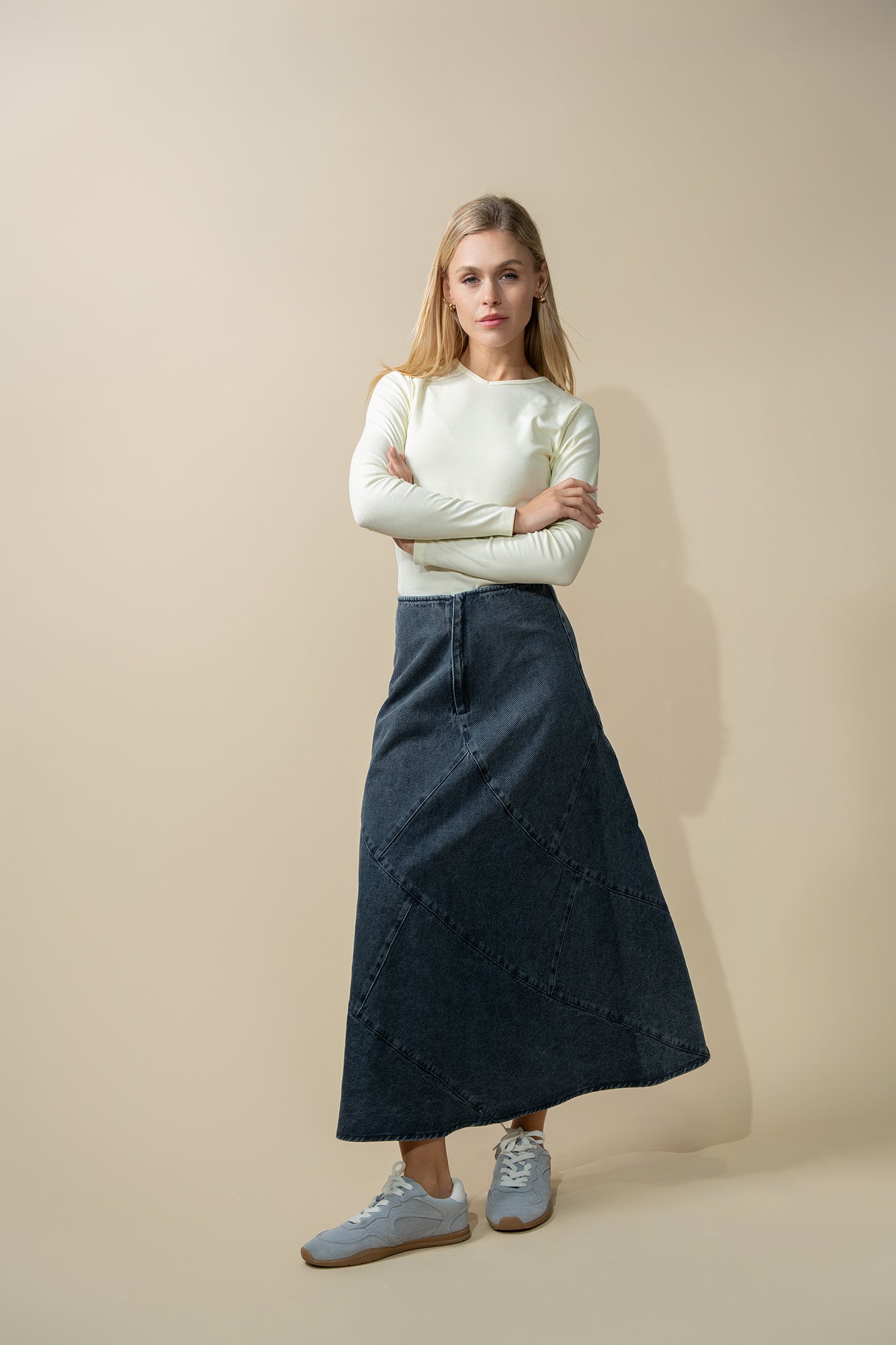 Basic High V Tee Long Sleeve-Buttery Yellow