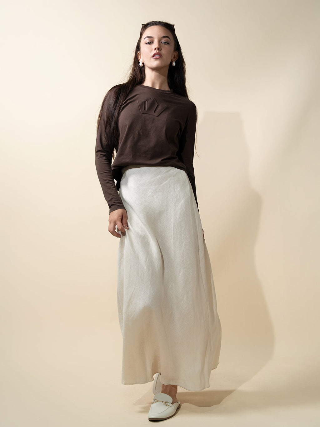 Crown Embossed T-Shirt-Brown