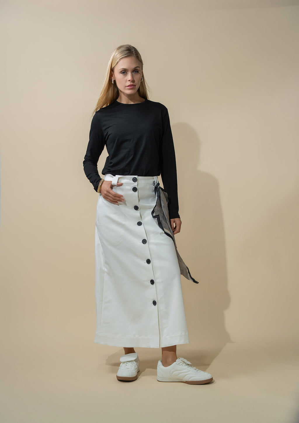 Pima Cotton Boxy Dolman Tee-Black