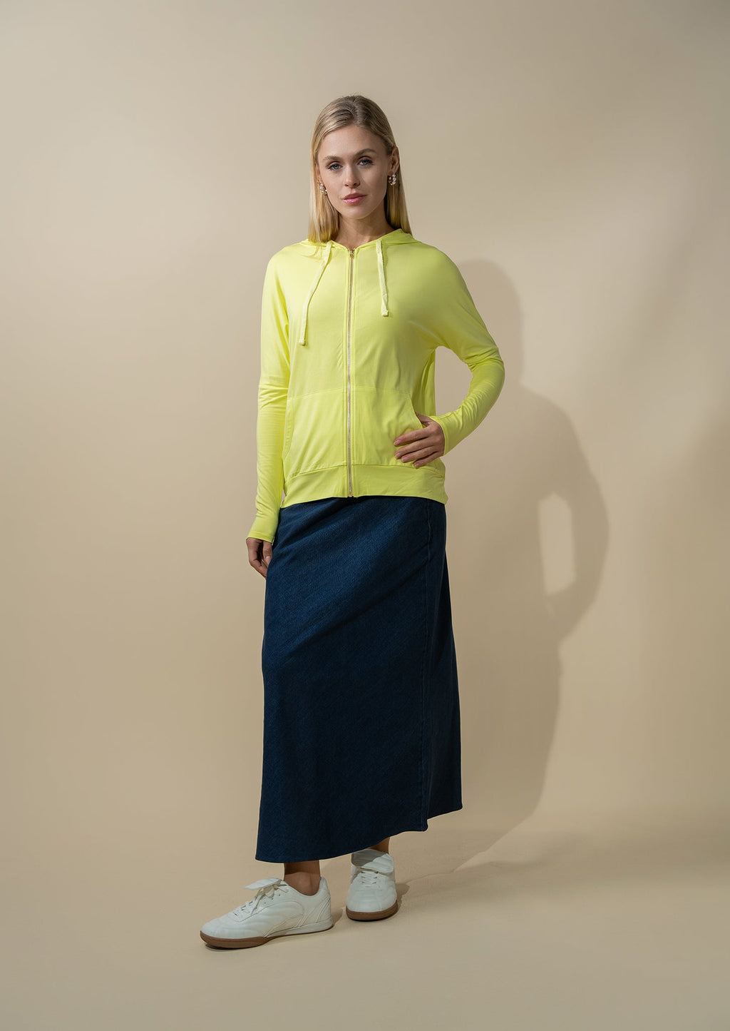 Classic Denim Skirt 35"-Dark Blue