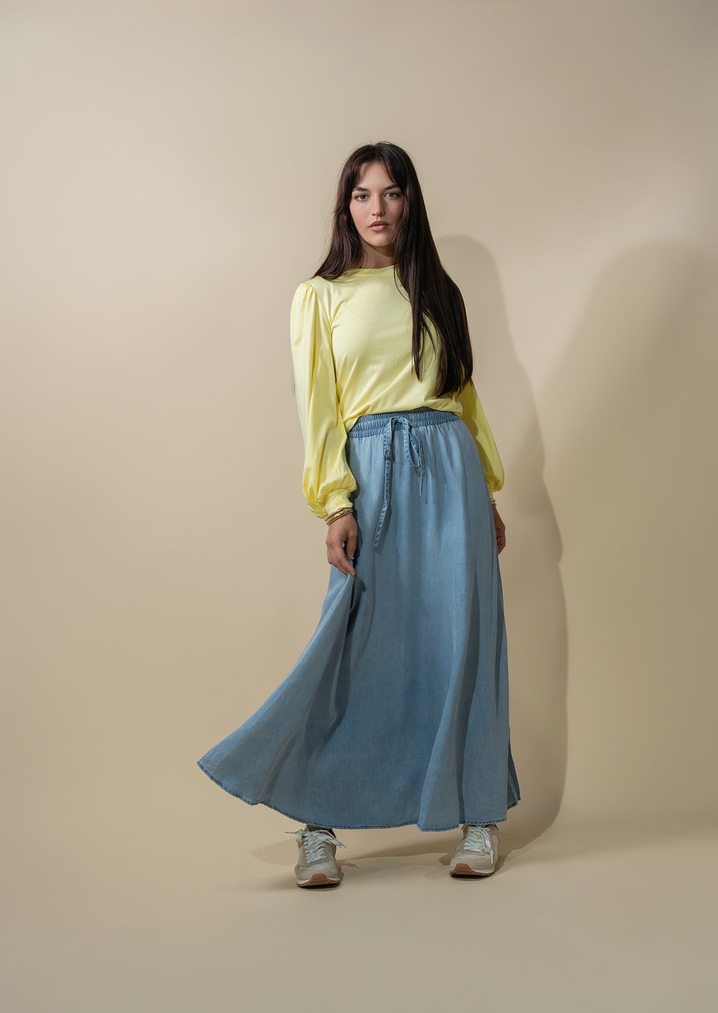 Bubble Sleeve T-Shirt-Yellow