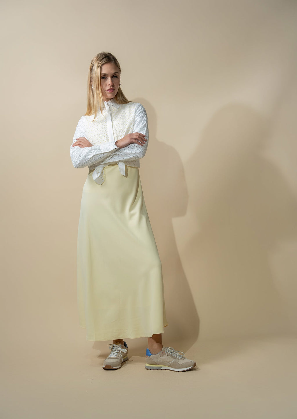 Button Down T-Shirt Blouse-White