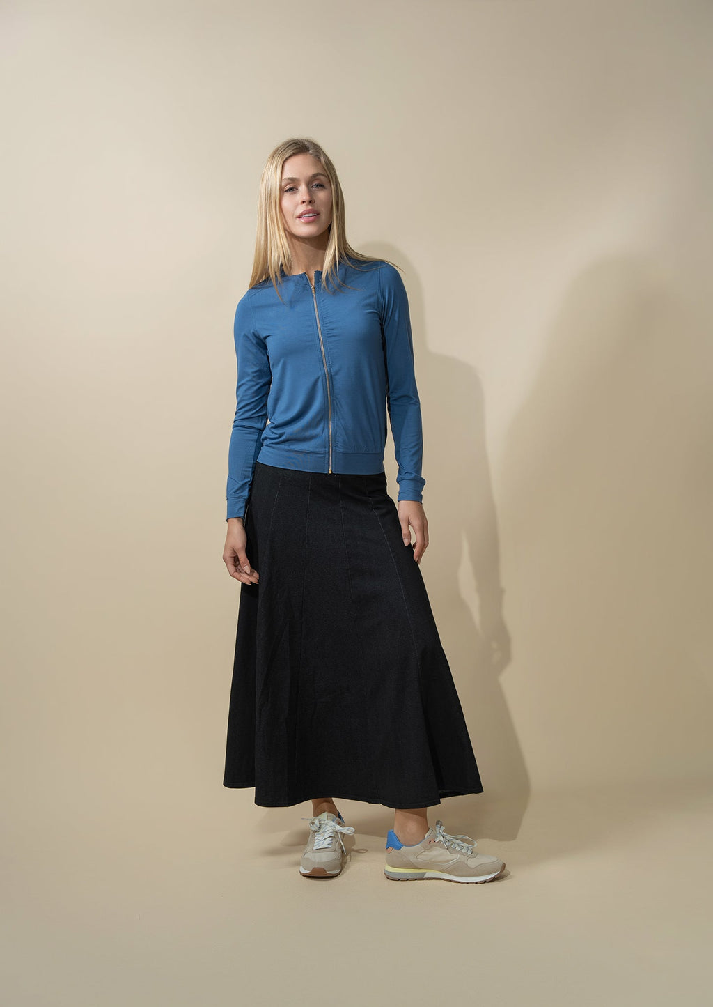 Modal Zip Up Bomber-Blue