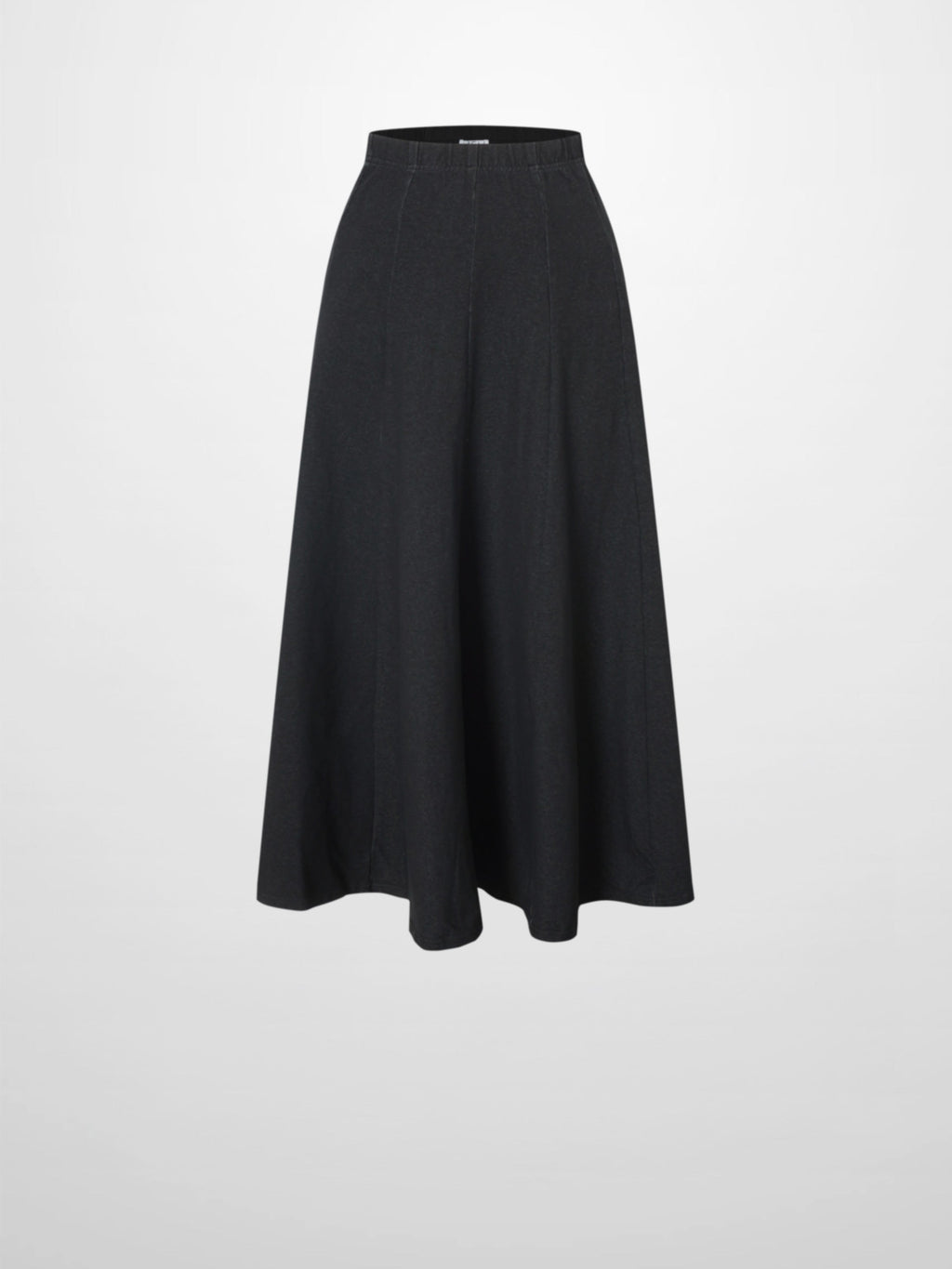 Paneled Flare Skirt 25"-Solid Black