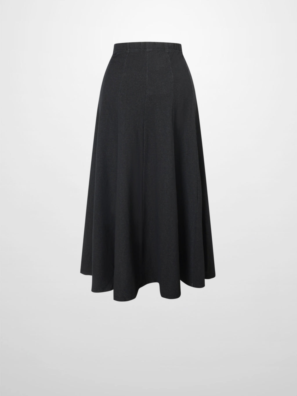 Paneled Flare Skirt 25"-Solid Black