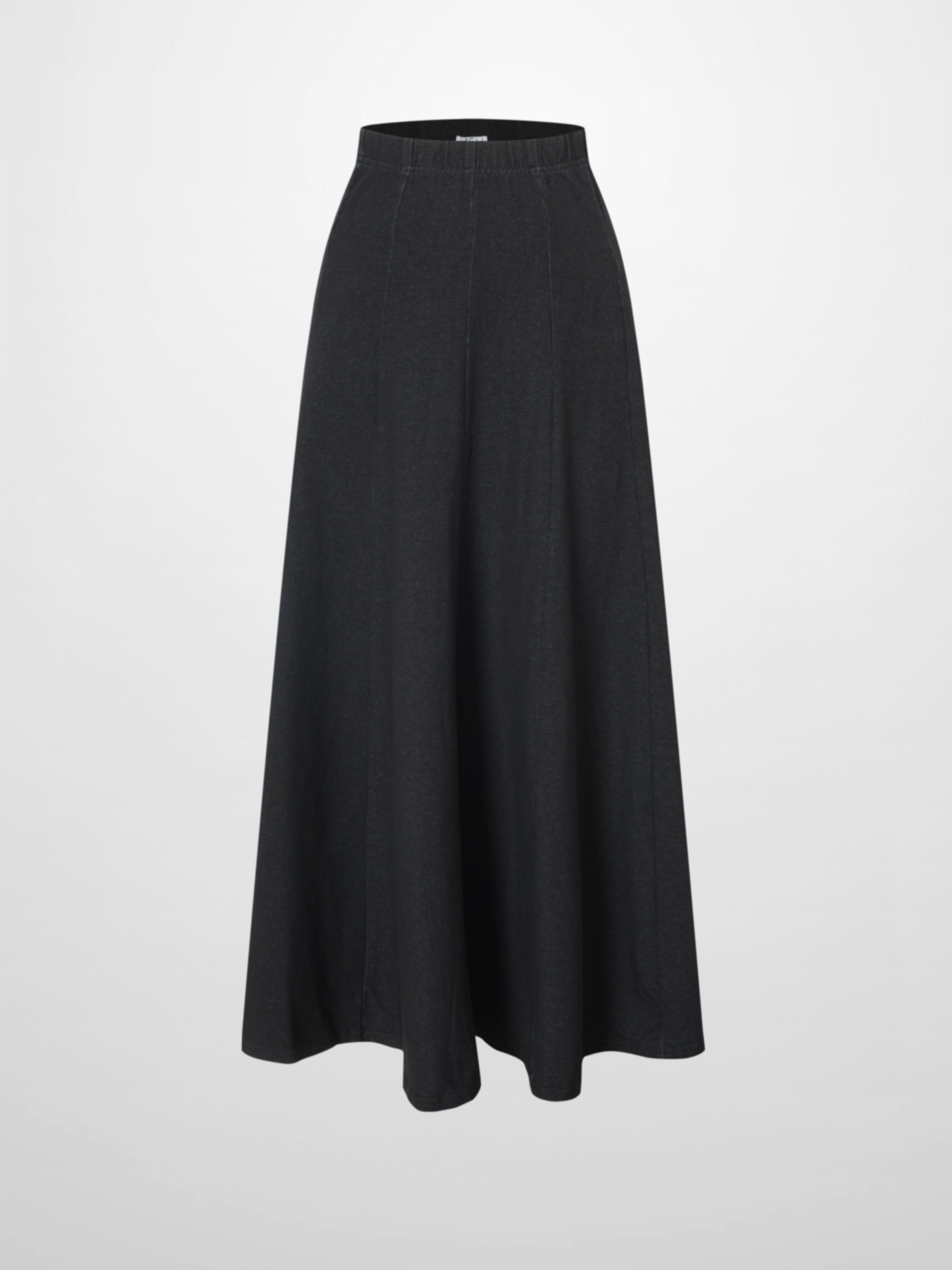 Paneled Flare Skirt 35"-Solid Black