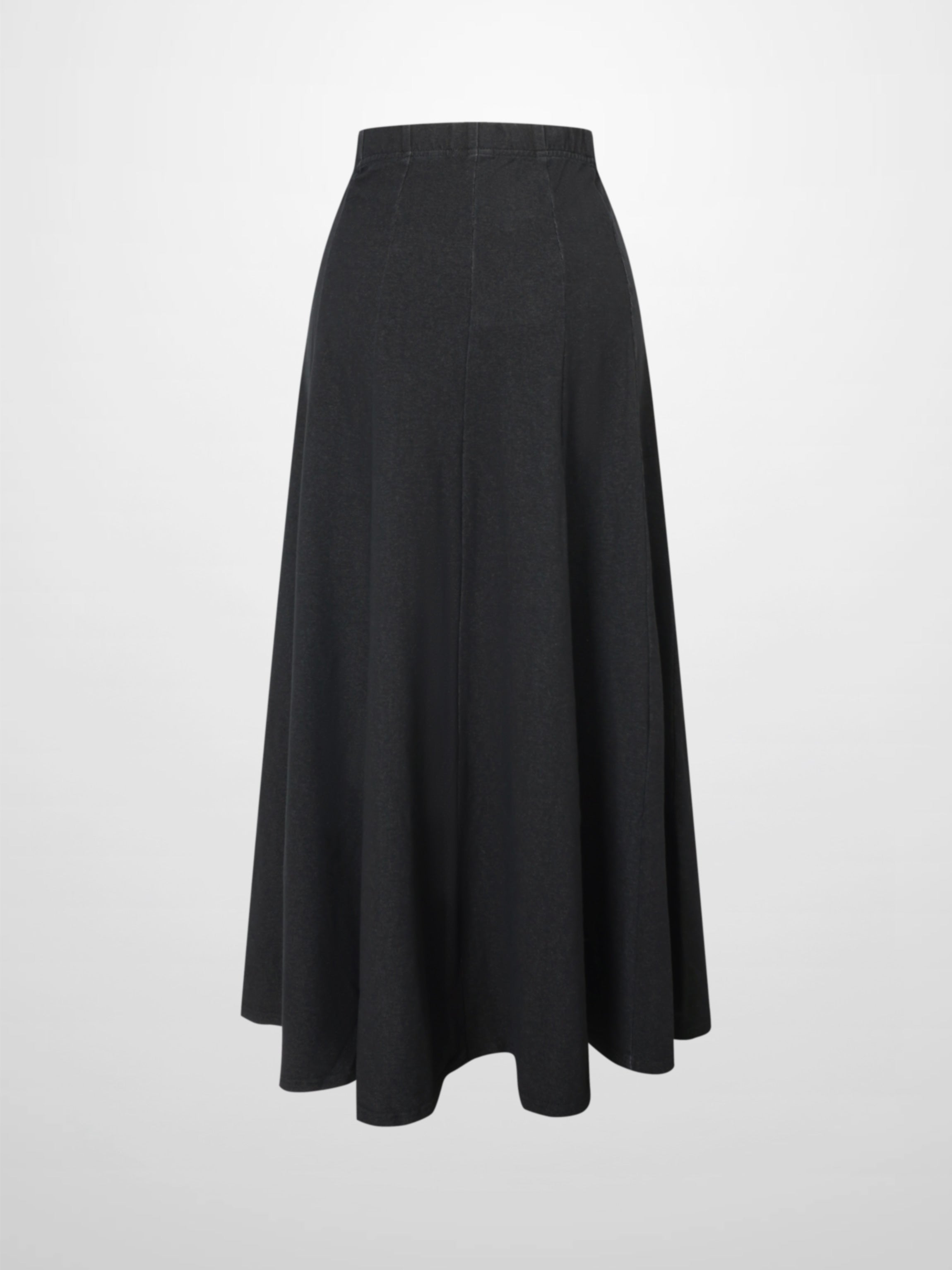 Paneled Flare Skirt 35"-Solid Black