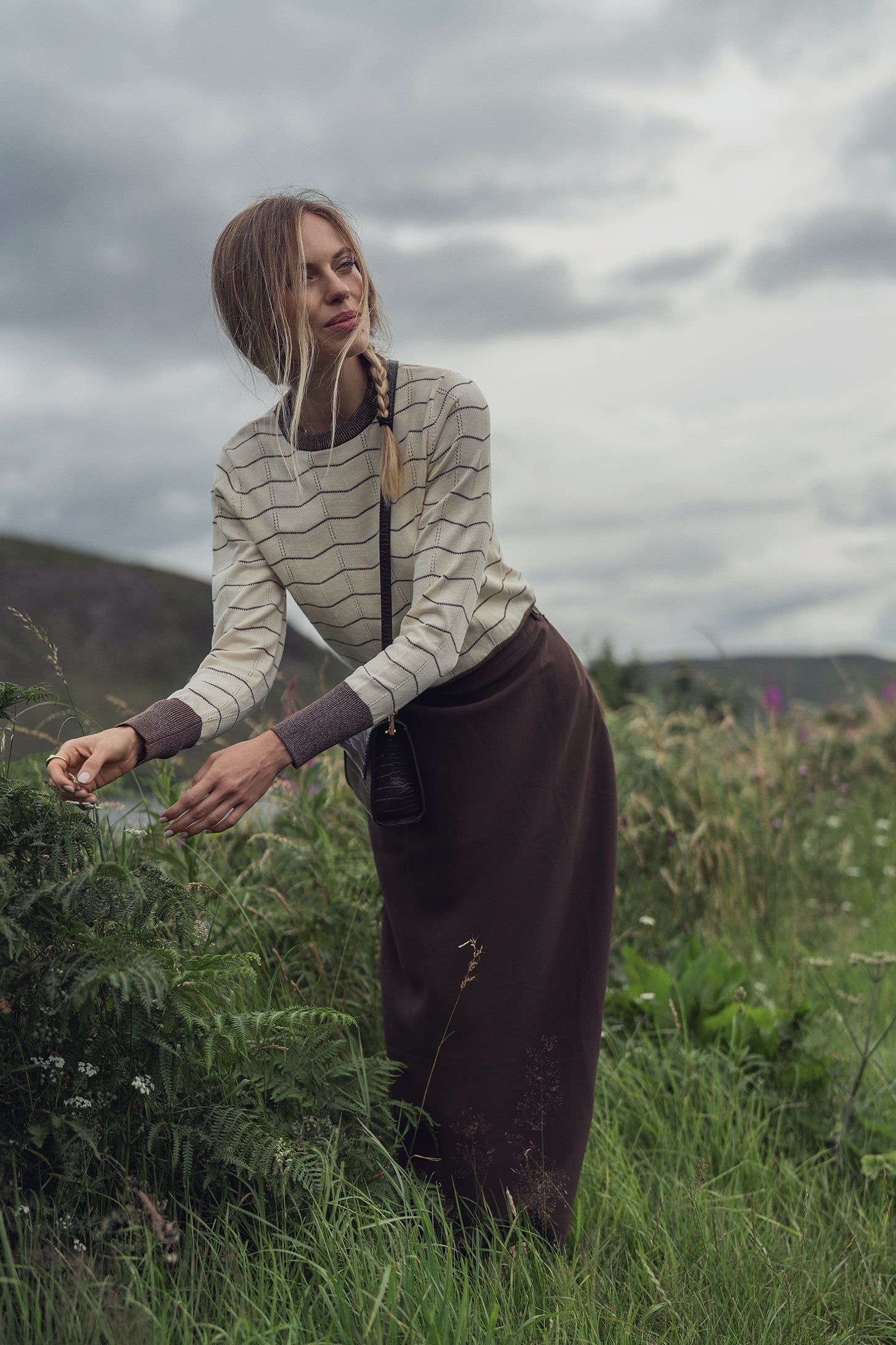 Lurex Striped Sweater-Cream/Brown