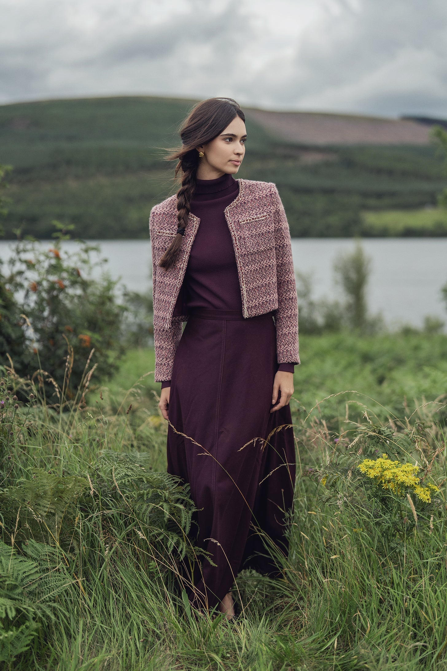 Knit Ribbed Turtleneck-Eggplant