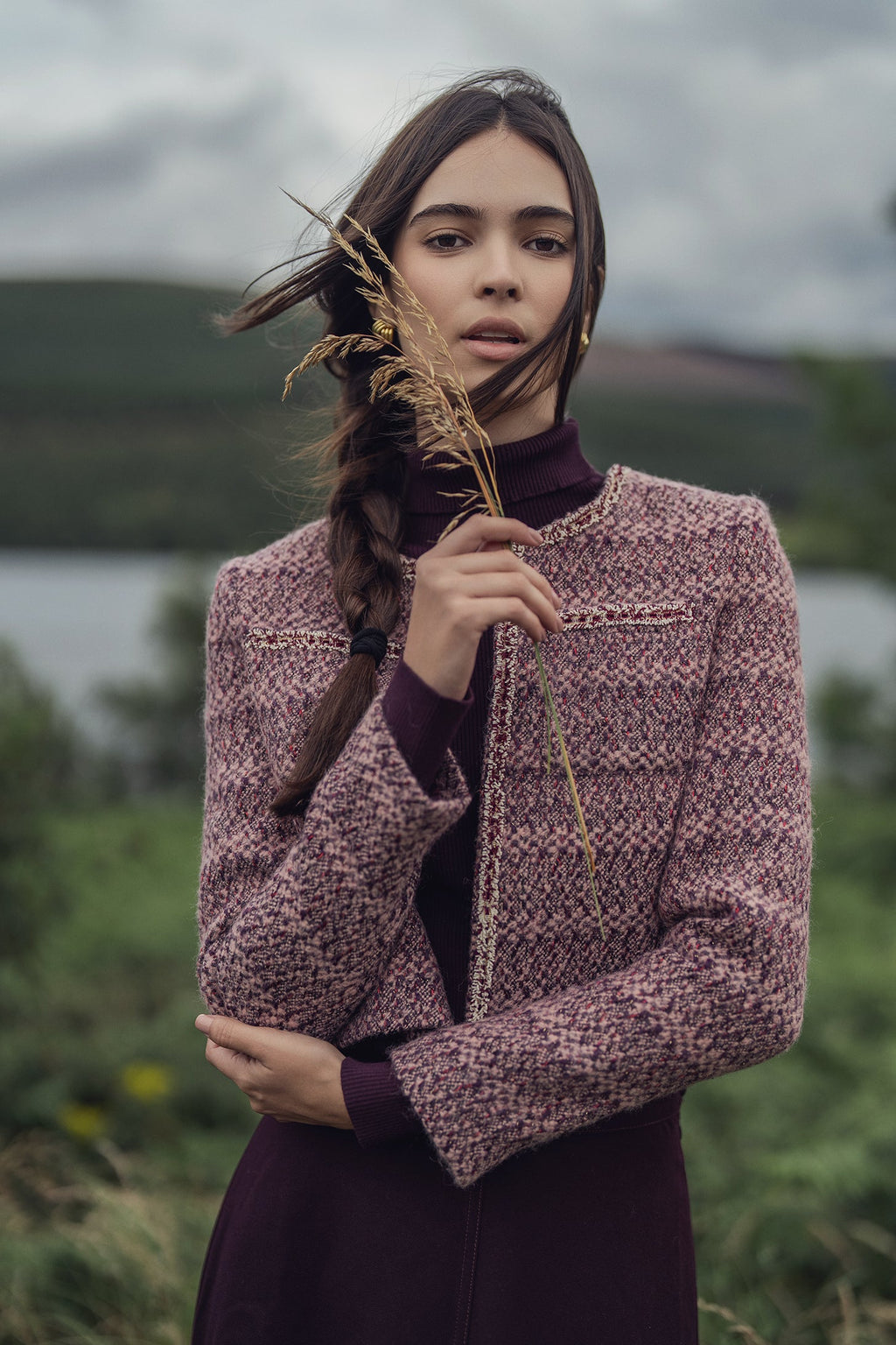 Boucle Jacket-Pink/Burgundy