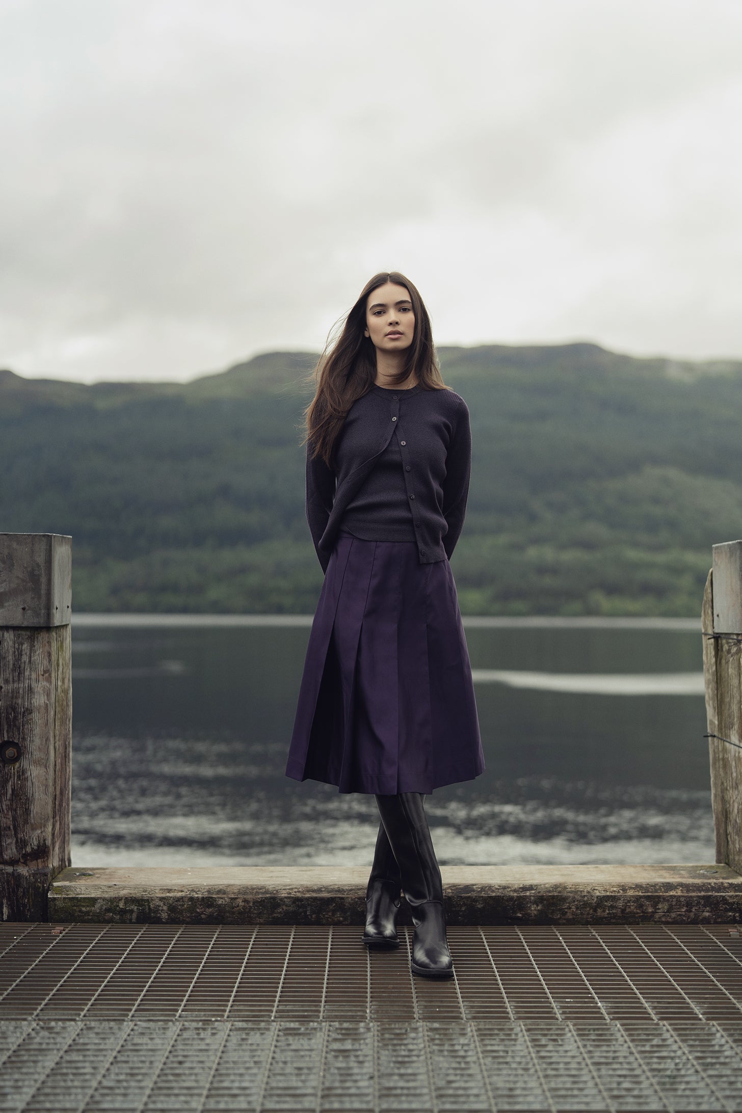 Lux Satin Pleated Skirt 26"-Wine