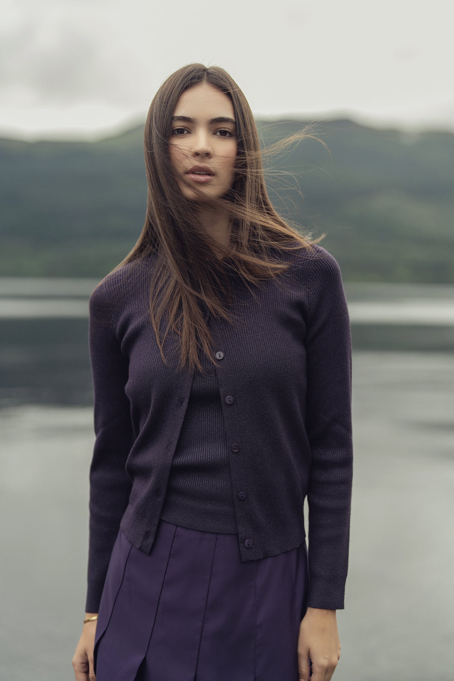 Lurex Ribbed Sweater-Purple