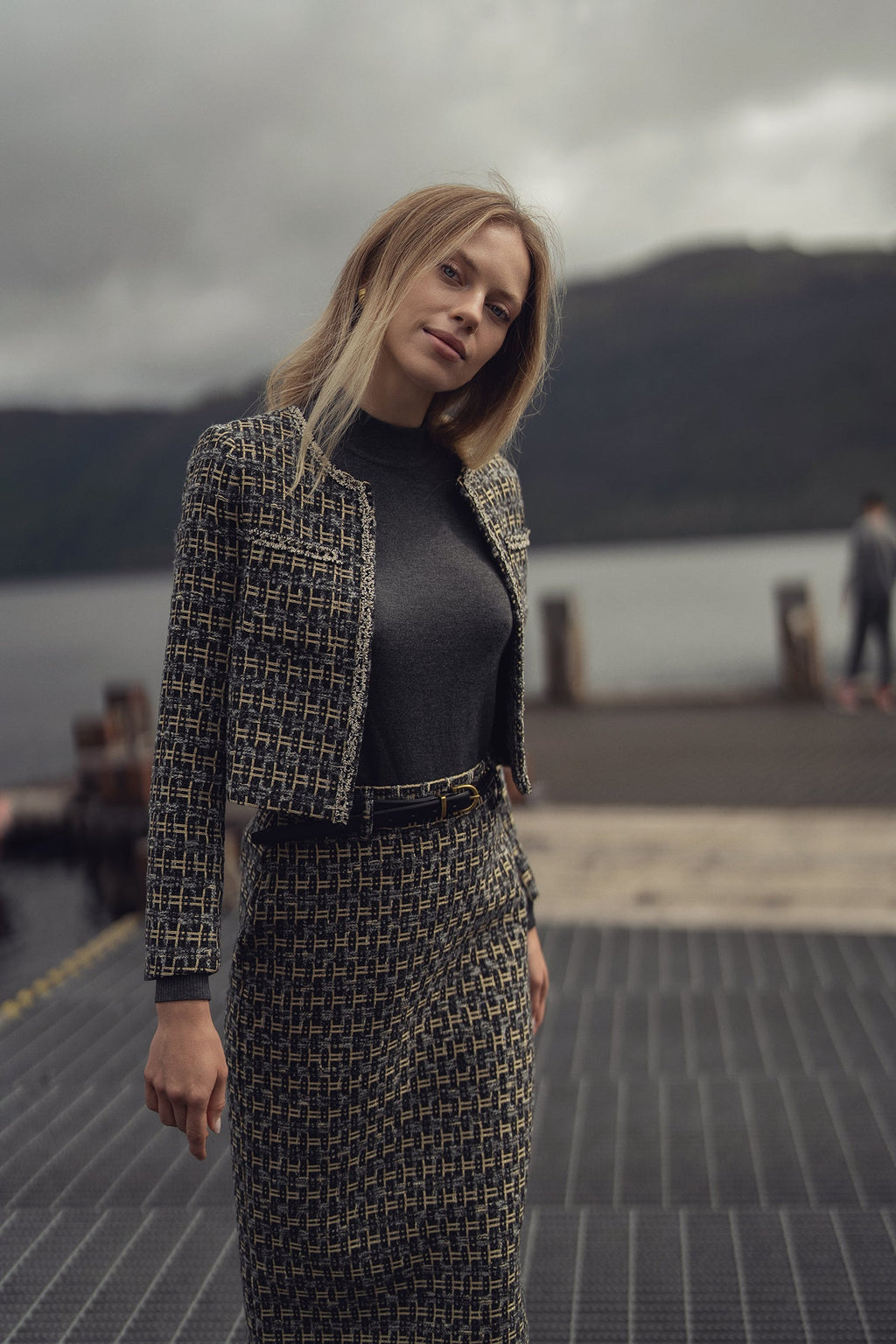 Boucle Jacket-Black/Gold