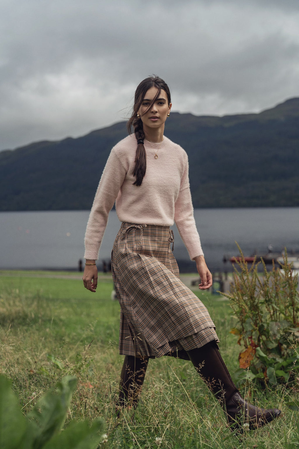 Mohair Crew Neck Sweater-Pink