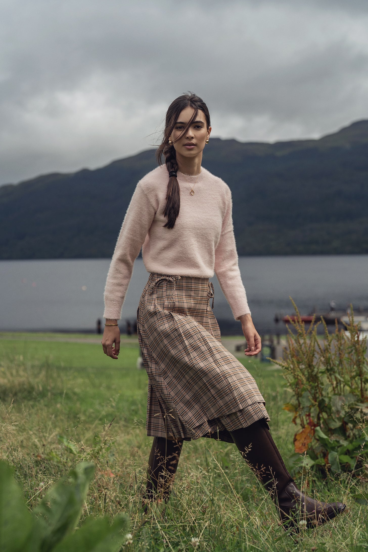 Mohair Crew Neck Sweater-Pink