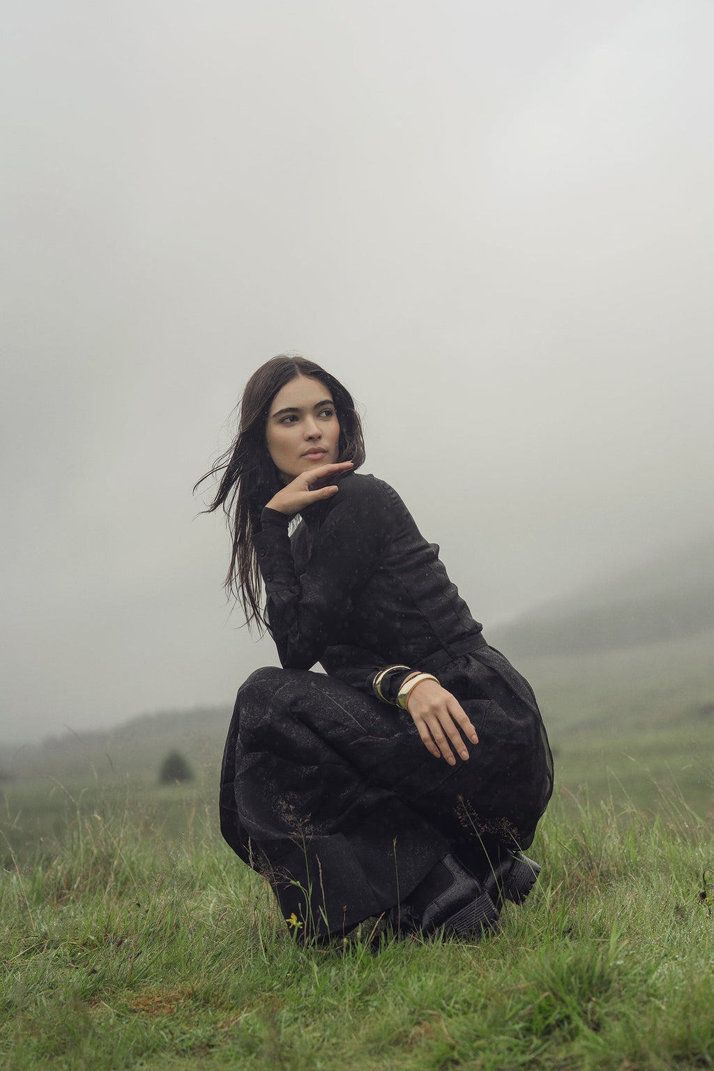 Asymmetrical Bottom Belted Dress-Black