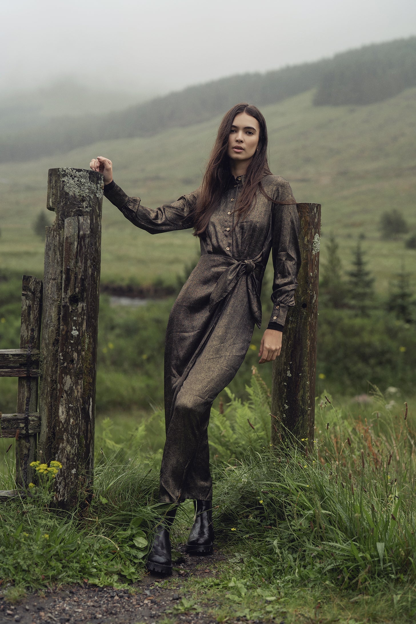 Wrap Shirtdress-Gold