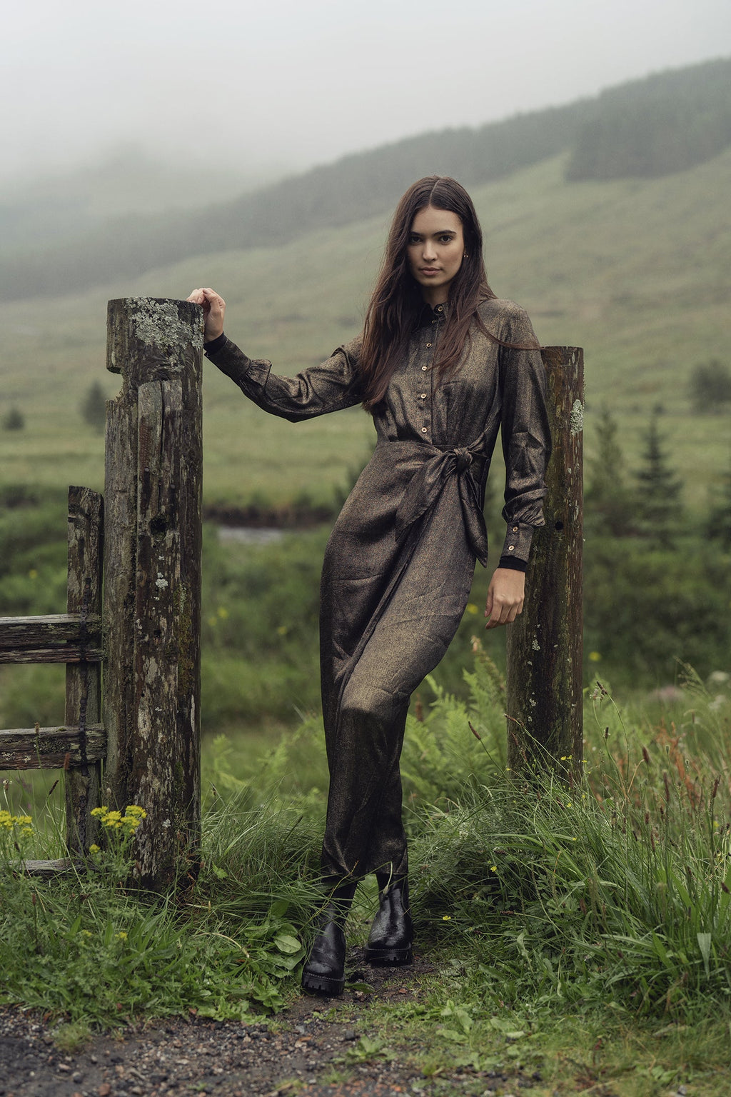 Wrap Shirtdress-Gold