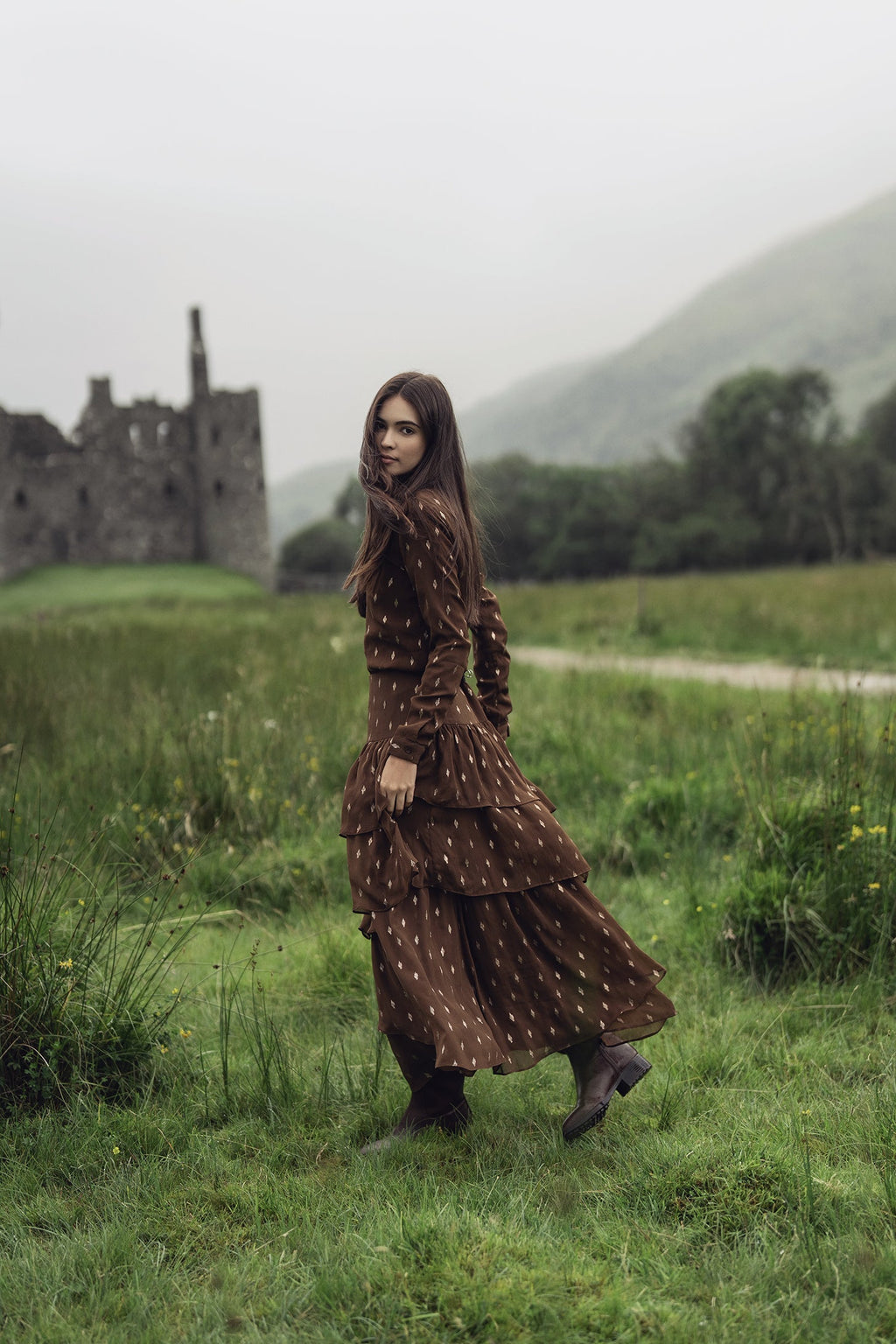 Chiffon Layered Skirt-Gold Brushed