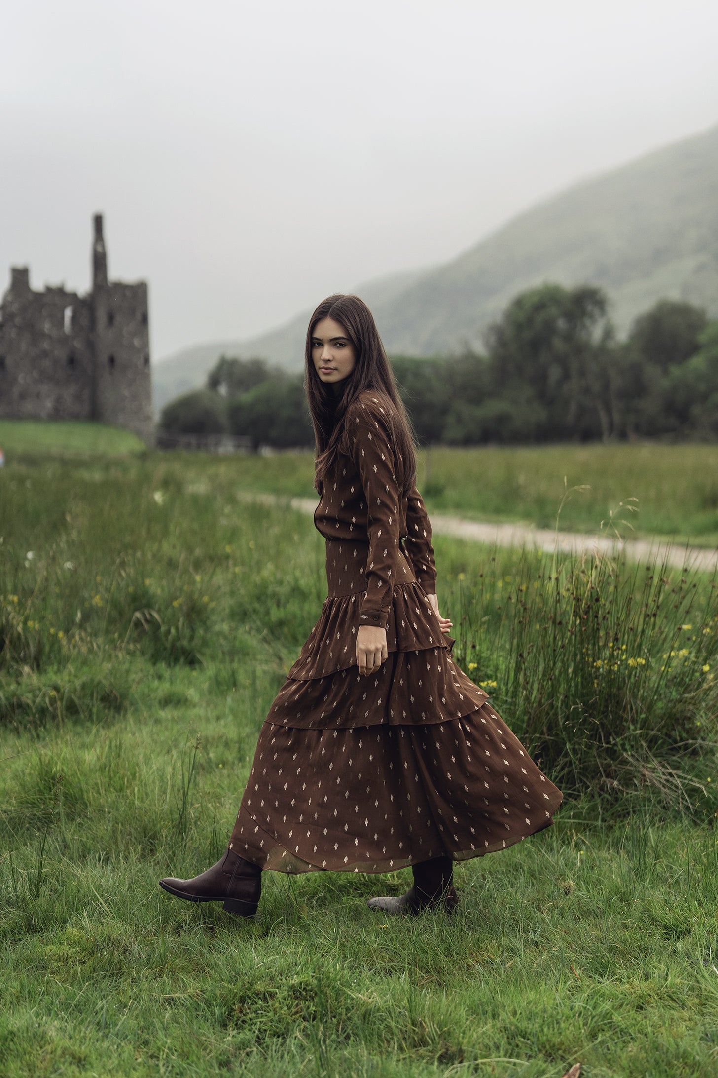 Chiffon Layered Skirt-Gold Brushed