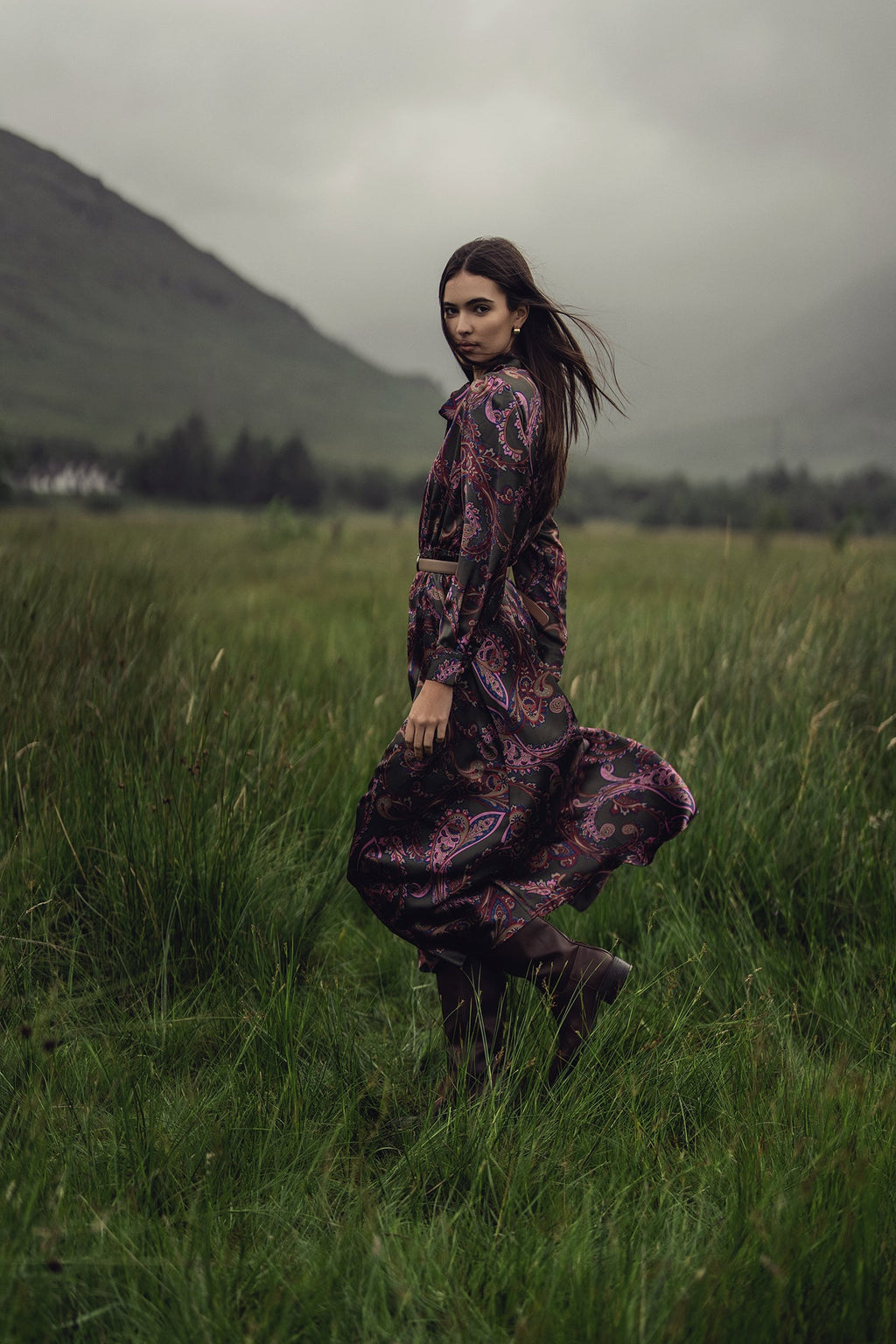 Emma Dress-Olive Paisley