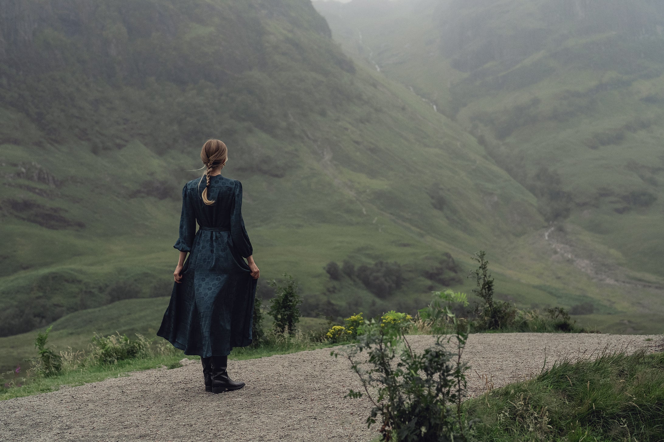 Collared A-Line Shirtdress-Teal Floral