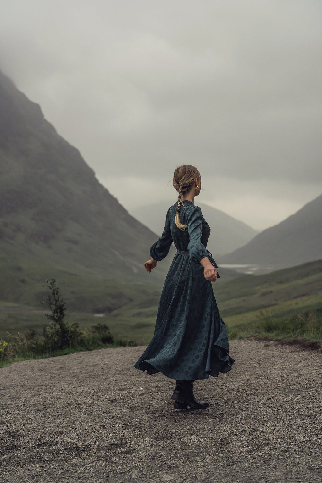 Collared A-Line Shirtdress-Teal Floral