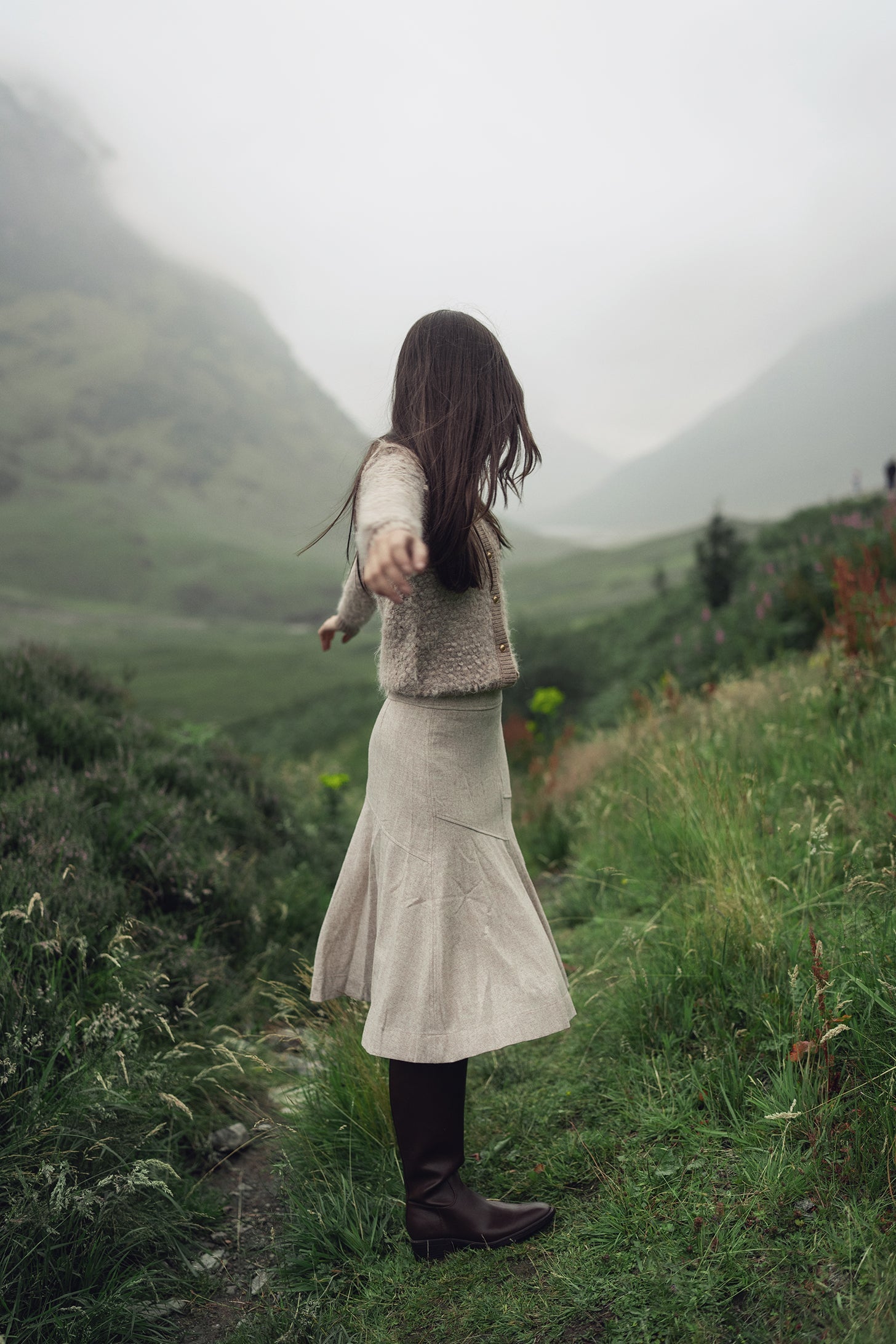 Wool Blend Short Panel Skirt-Oatmeal