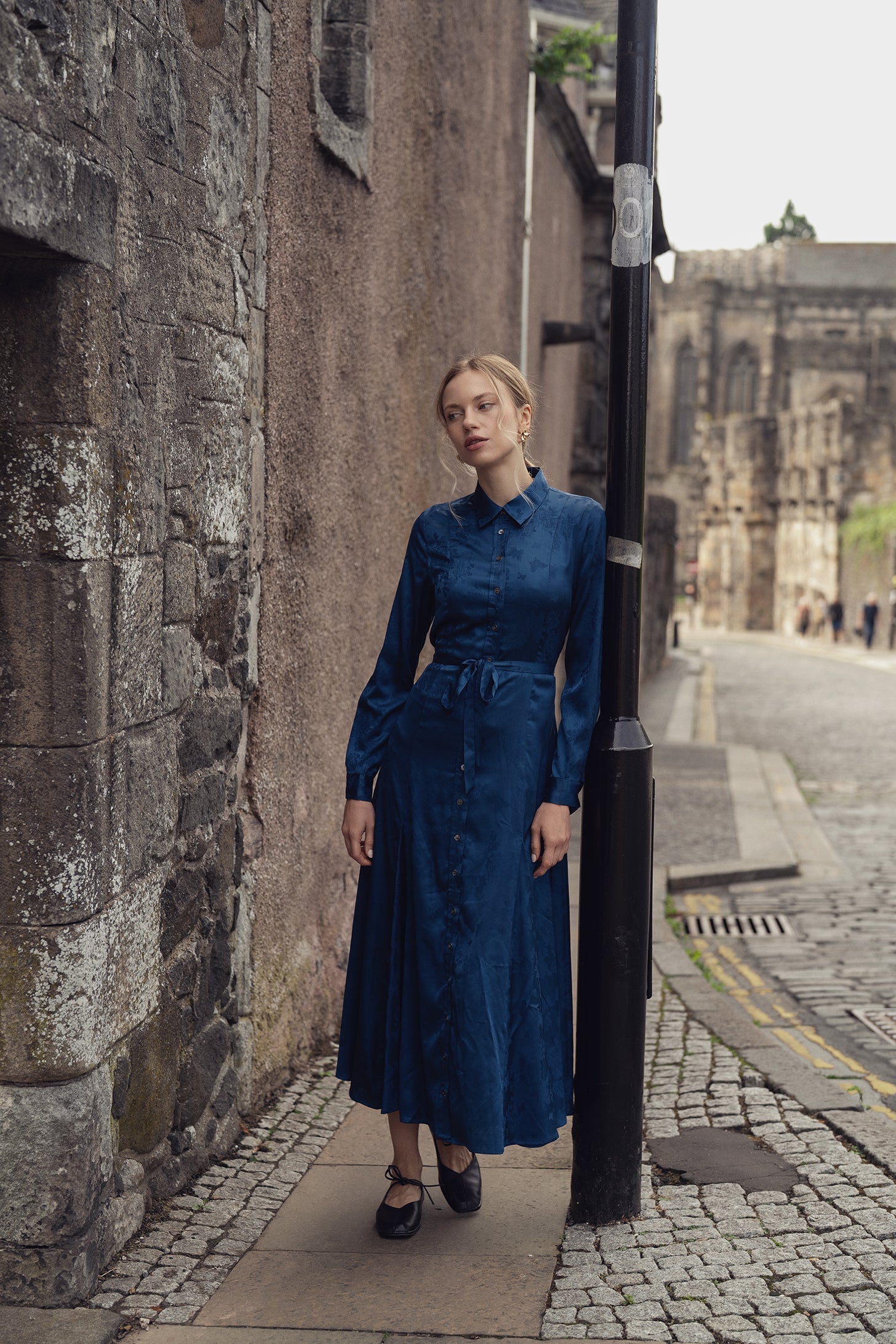 A Line Shirtdress-Teal